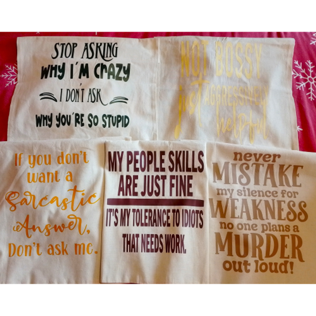 Large Tote Bag With Funny Sarcastic Quotes - 5 Different Designs