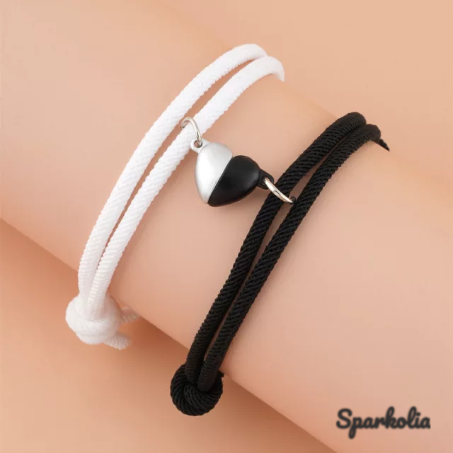 Duo Armbanden Hart Magnetisch Koppel | Touw | Sparkolia - verschillende kleuren
