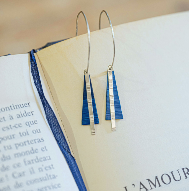 Boucles d'oreilles Tria - Argent, bleu