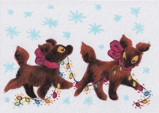 Festive dogs Christmas card