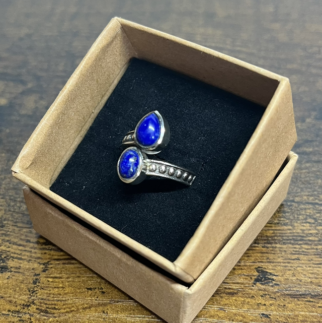 Bague en argent et Lapis-Lazuli - Taille réglable par le dessus