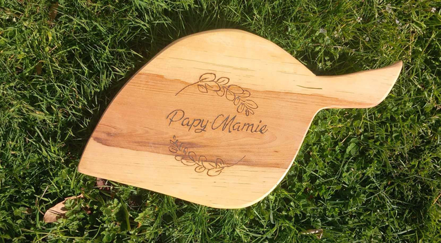 Dessous de plat où planche apéro pyrogravés &quot;Papy &amp; Mamie&quot;