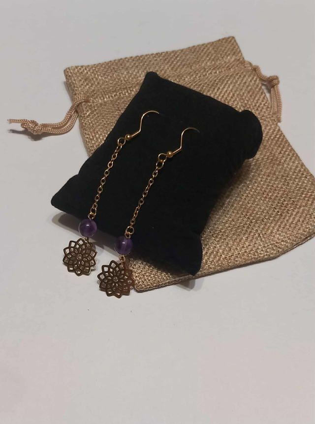 Boucles d'oreilles Stela doré - Améthyste