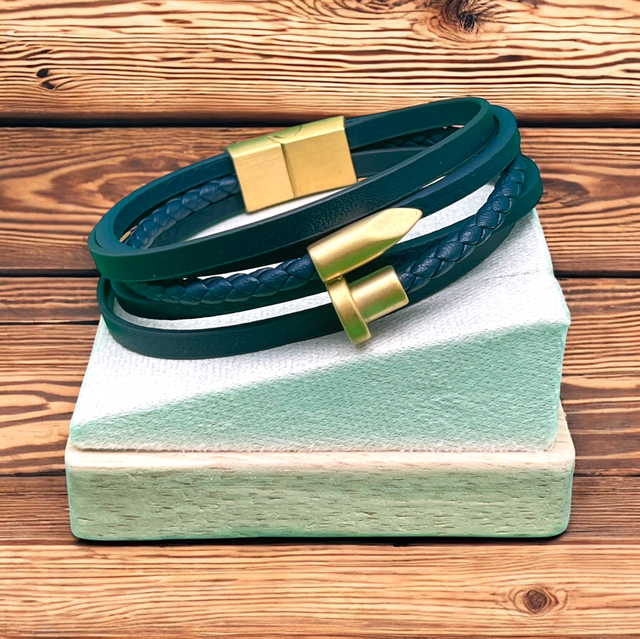 Bracelet homme cuir bleu 