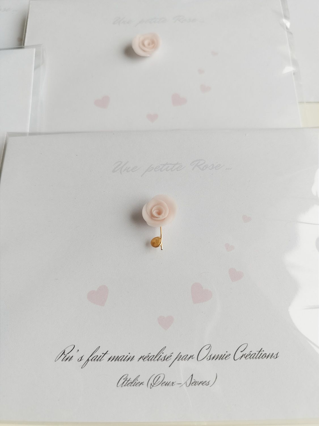 Carte Pin&#039;s Petite Rose Poudré