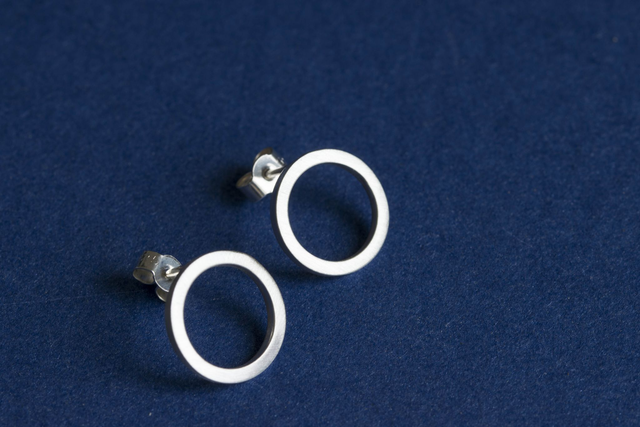 Silver Open Circle Ear Studs