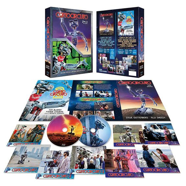 Digipack Cortocircuito BLU RAY + CortocircuitoII BLU RAY con 8 Postales Edición Limitada y Numerada 