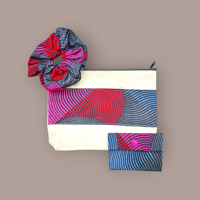 Ensemble pochette porte carte chouchou Pink