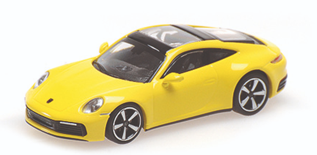 Porsche 911 carrera 4S 992 2019 gelb Minichamps 1:87