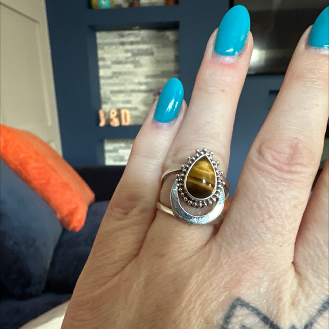 Tiger Eye Moon Ring 