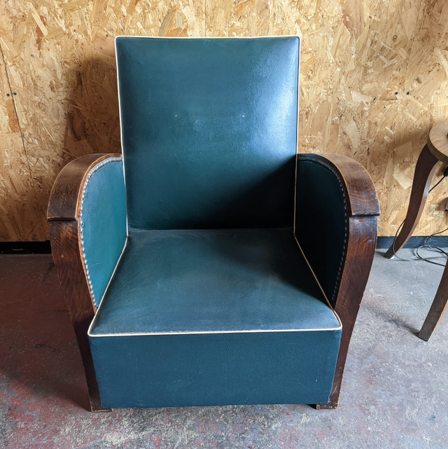 Fauteuil Skaï vert 