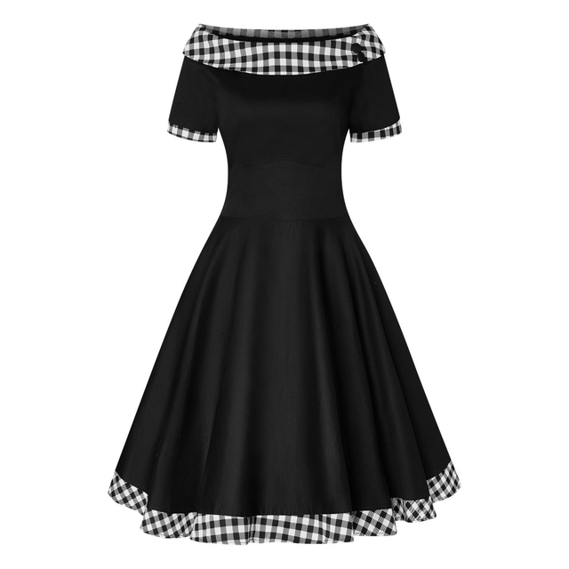 Darlene Retro Black Gingham Swing Dress