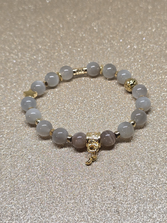 Bracelet Pierre de lune grise en 0,8 cm 