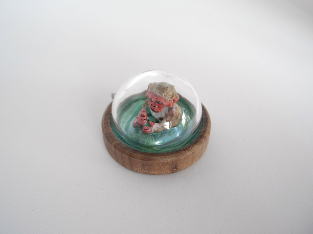 Snow monkey Baby in a hot spring - miniature pendant for Japan enthusiasts - SLIGHT IMPERFECTIONS