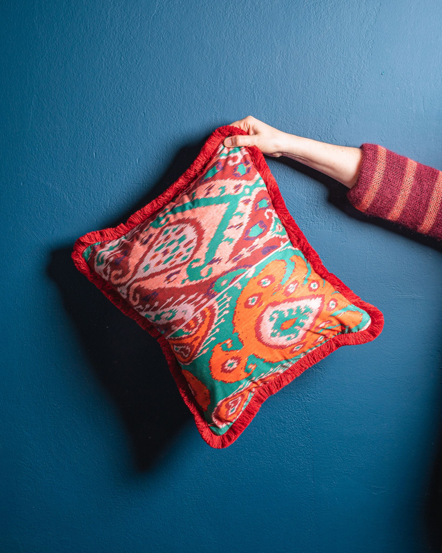 A Pierre Frey luxury multicolor printed double face cover cushion home decoration copricuscino cotone stampato house decor