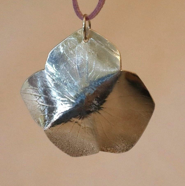 Sterling Silver Hydrangea Flower Imprint Pendant
