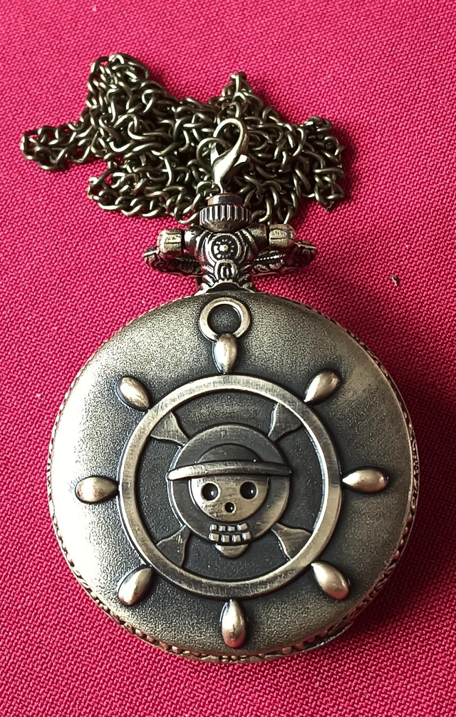 Bronze Coloured One Piece Ships Wheel Pocket Watch 