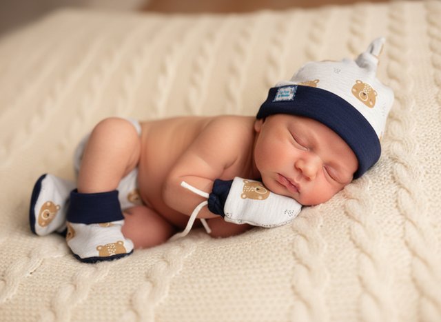 Ensemble Naissance bonnet gants chaussons  100 % Coton Jersey - Réversible et Confort Total ! 🌟


