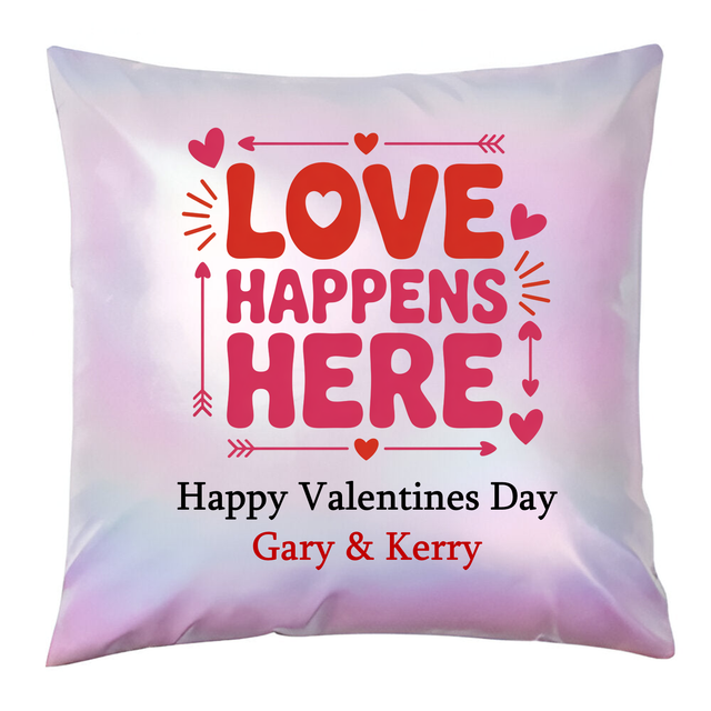Holographic Light Purple Cushion - Love Happens Here