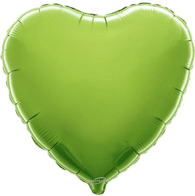 18" LIME GREEN HEART PACKAGED FOIL