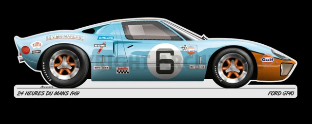 Ford GT40 Gulf Aluminium plaque