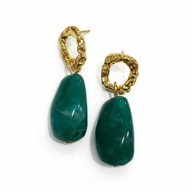 Pendientes jade dorado 
