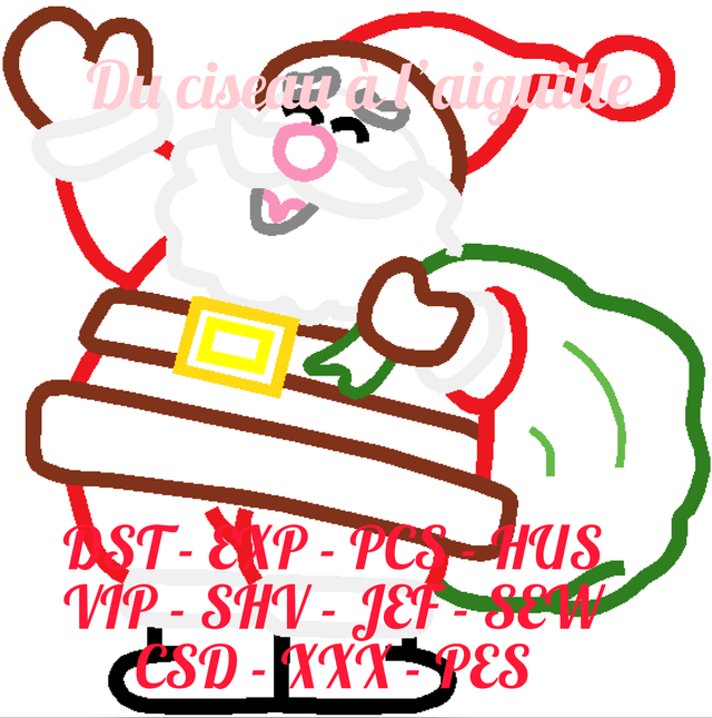 fichier broderie père noël en contour