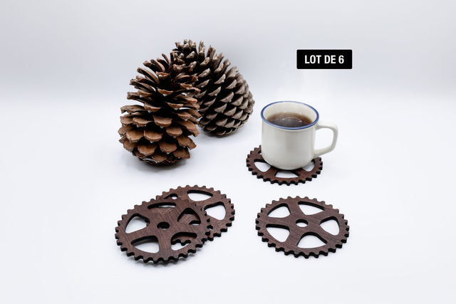 Dessous-de-verre en bois motif plateau vtt (Lot de 6)