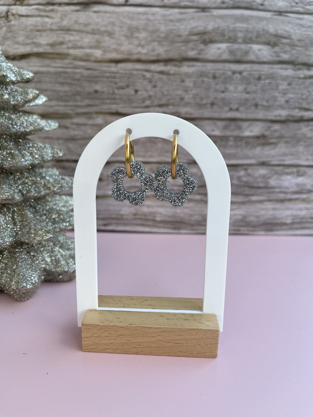 Pampilles résine paillettes argenté