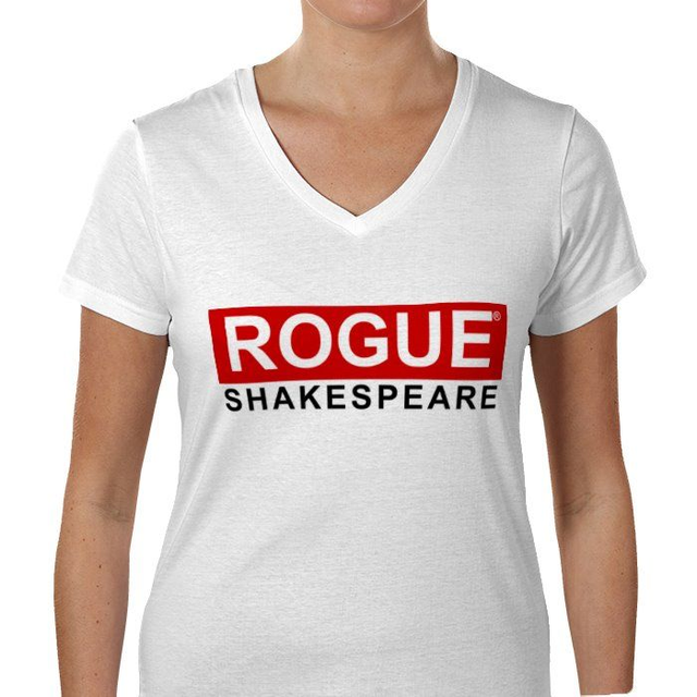 LADIES - V neck Rogue Shakespeare® T-Shirt (white) - 100% Cotton (1)