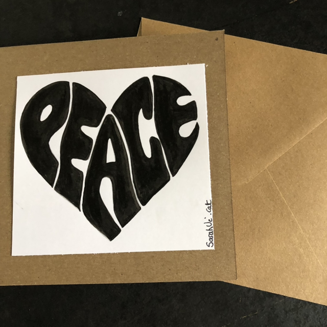 Carte - paix - 13,5 x 13,5 cm - enveloppe kraft