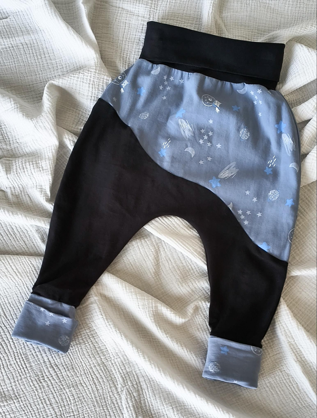 Sarouel Bébé Long Évolutif Jersey Coton Espace/Bleu Marine