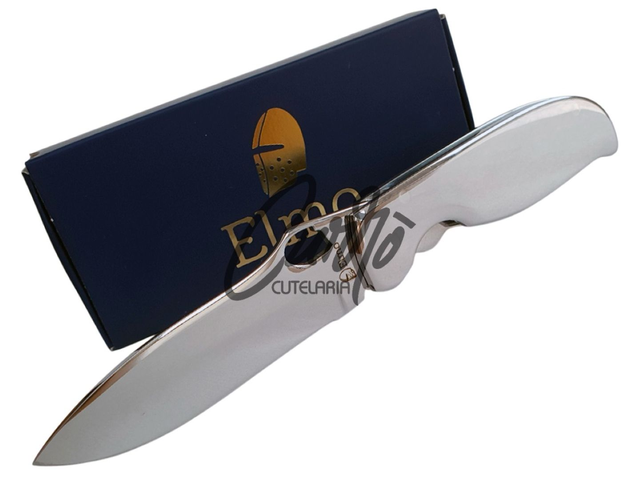 Canivete Elmo Aço Inox Espelhado Com Clip De Bolso Liso