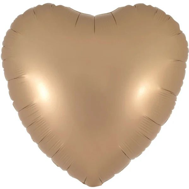 18" SATIN LATTE HEART PACKAGED FOIL