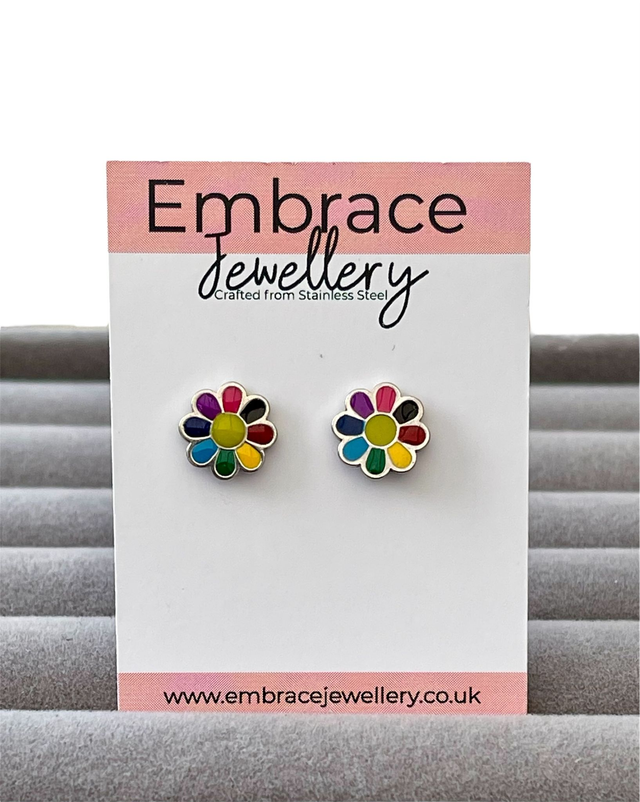 Colourful Flowers Comfort Back Studs