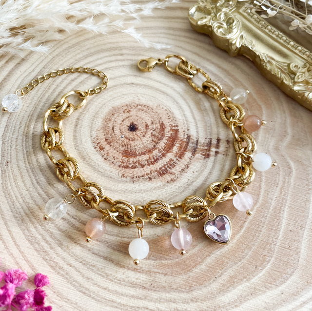 Bracelet coeur rose