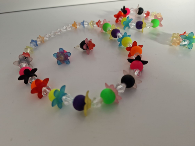 Parure Bijoux Petite Fille 4 Pieces Perles Fleurs Multicolore Flashy