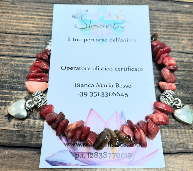 Bracciale donna chips corallo