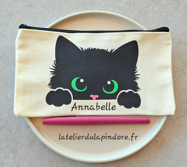 Pochette/trousse Chat personnalisable