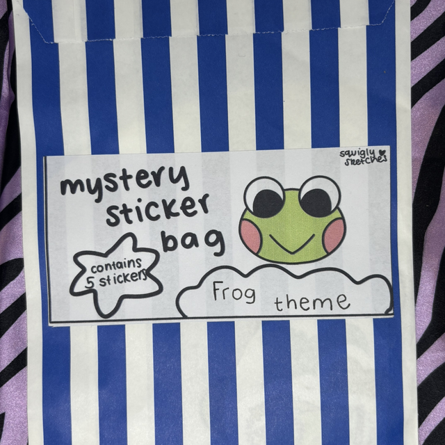 frog themed mystery sticker bag 