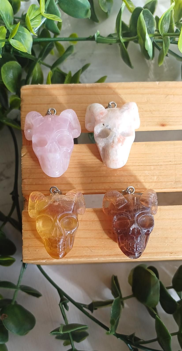 Horned Skull Pendant and 925 silver plated necklace