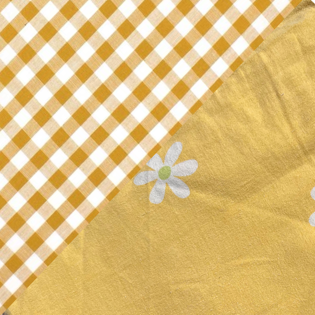 Vichy moutarde/fleurs jaune