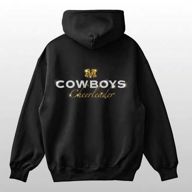 Munich Cowboys Cheerleader Hoodie – Schwarz mit Rücken-Glitzerplott