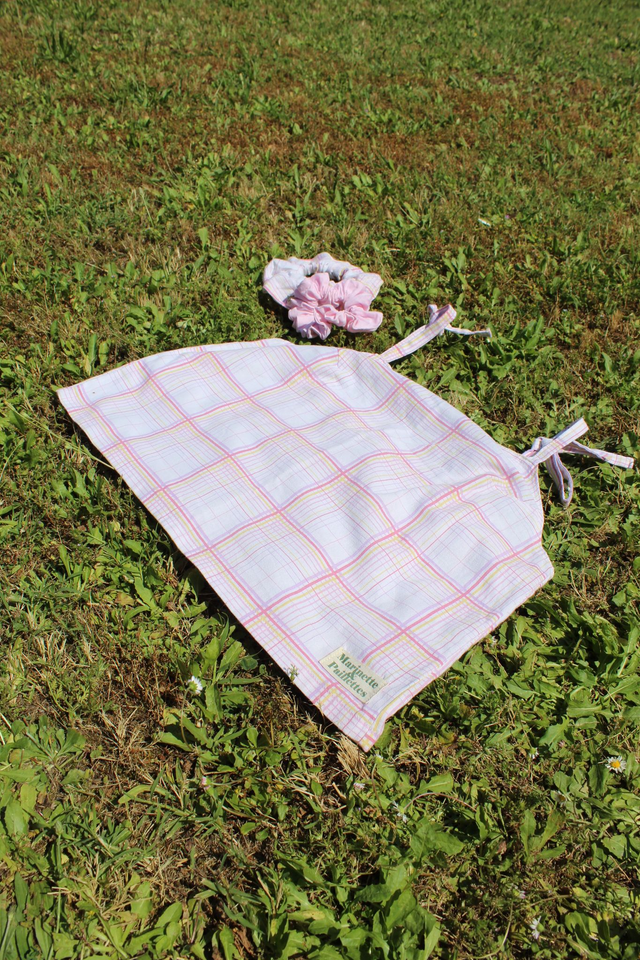 Top à carreaux rose et jaune - Taille 1