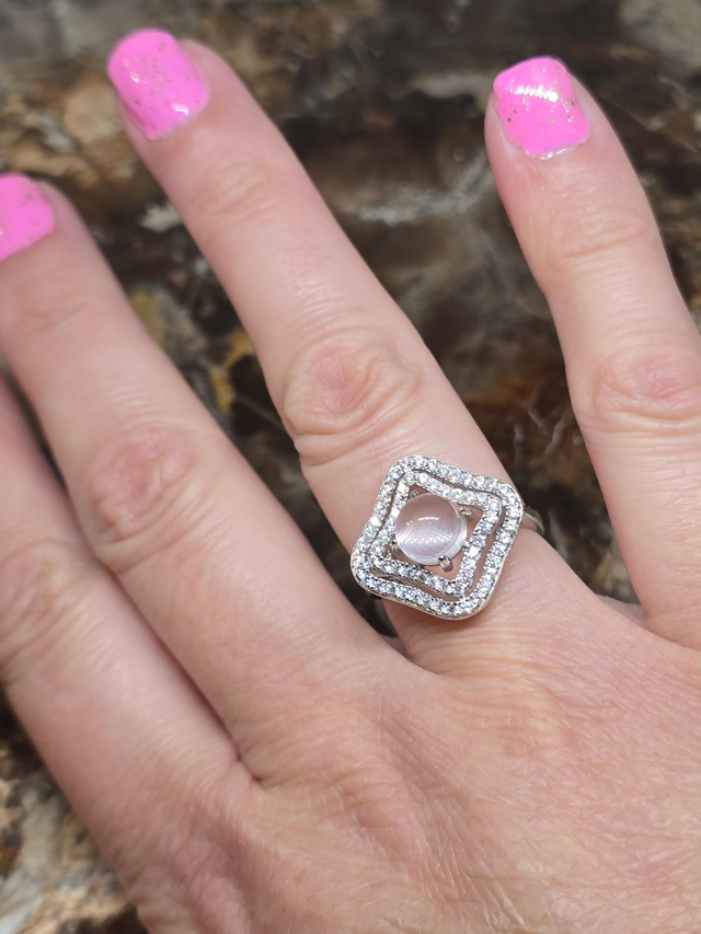 Bague Argent 925 et Quartz rose 