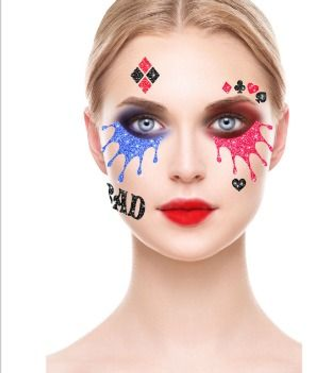 CARNEVALE  , TATOO VISO GLITTER HARLEY Q