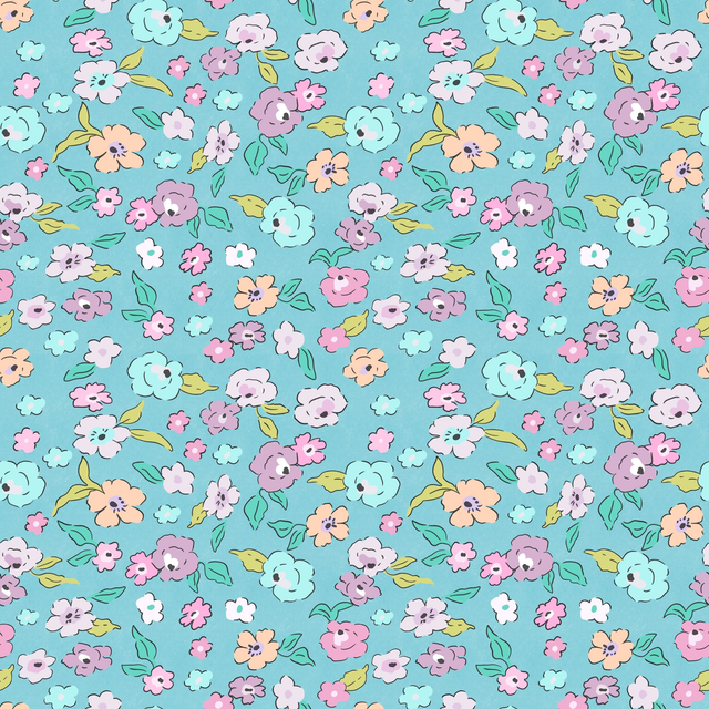 Ouvéa - Haut - Floral bleu