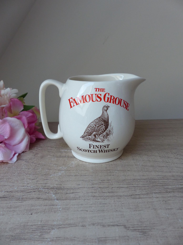 Petit pichet de scotch whiskey écossais céramique Vintage Wade The Famous Grouse, Décoration Bar Bistrot, Pichet à eau Whiskey, cadeau ami