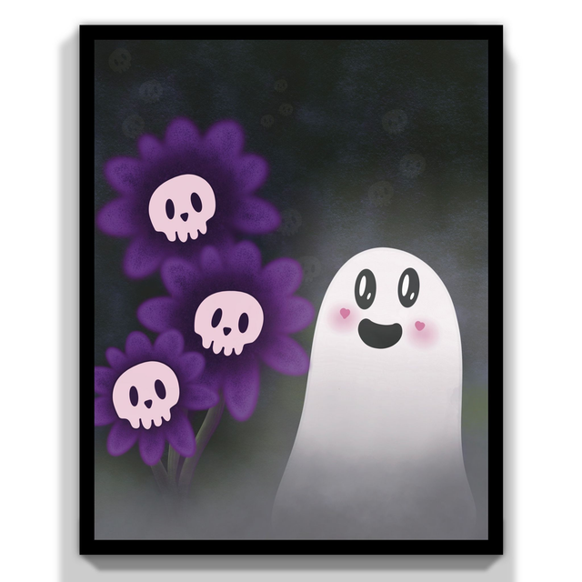 HALLOWEEN : FANTOME ET FLEURS SKULLS