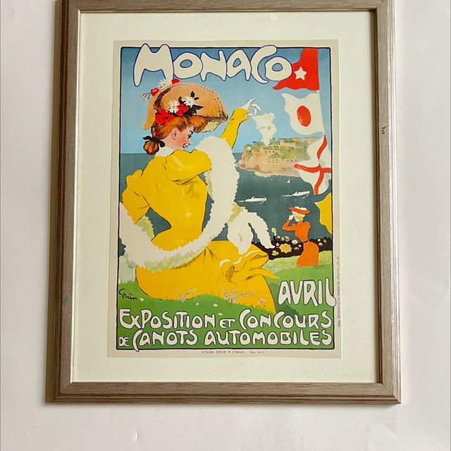 Vintage Poster Monaco  gerahmt Automobilausstellung 